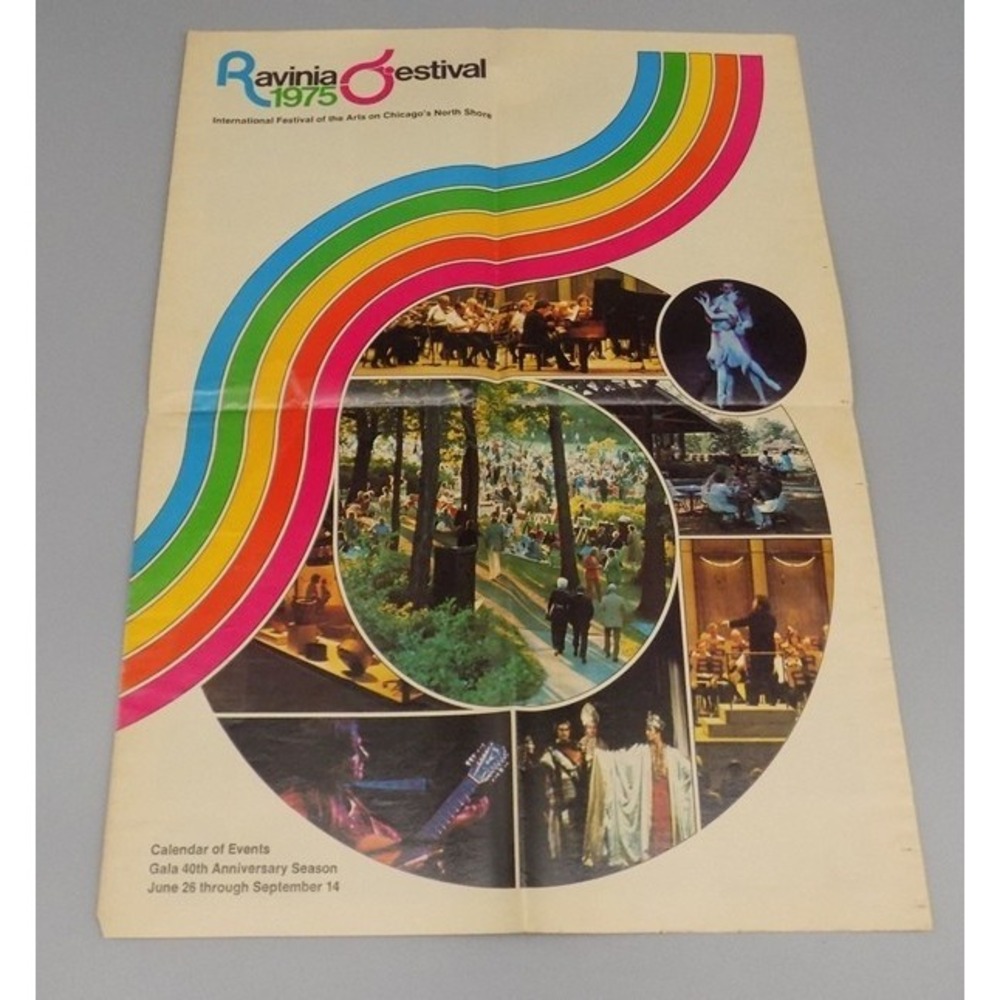 Vtg 1975 Ravinia Festival Calendar Of Events Ronstadt Sedaka Manilow Carpenters